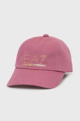 Zdjęcie produktu EA7 Emporio Armani czapka bawełniana 285559.2R104 kolor różowy z aplikacją