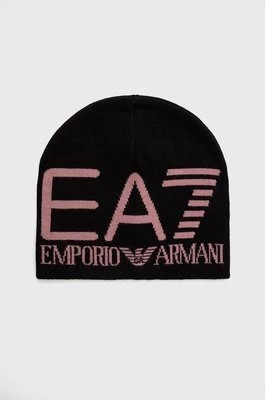 Zdjęcie produktu EA7 Emporio Armani czapka kolor czarny z cienkiej dzianiny