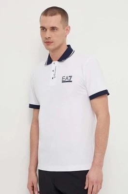 Zdjęcie produktu EA7 Emporio Armani polo męski kolor biały z aplikacją