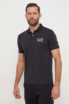 Zdjęcie produktu EA7 Emporio Armani polo męski kolor czarny z nadrukiem