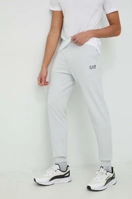 Zdjęcie produktu EA7 Emporio Armani spodnie dresowe bawełniane kolor szary gładkie