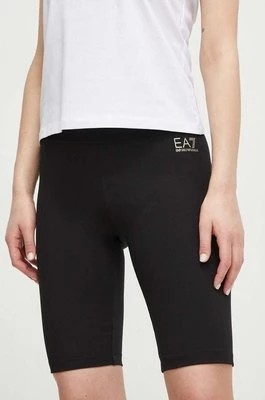 Zdjęcie produktu EA7 Emporio Armani szorty damskie kolor czarny z nadrukiem high waist