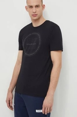 Zdjęcie produktu EA7 Emporio Armani t-shirt bawełniany męski kolor czarny z nadrukiem