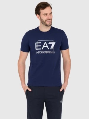 Zdjęcie produktu EA7 Granatowy męski t-shirt z białym logo EA7 Emporio Armani
