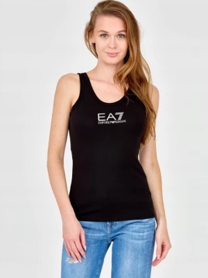 Zdjęcie produktu EA7 Top czarny na ramiączka ze srebrnym logo EA7 Emporio Armani