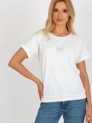 Zdjęcie produktu Ecru damska bluzka na co dzień z krótkim rękawem RELEVANCE