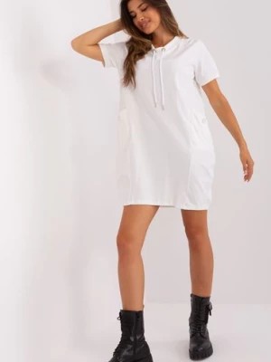 Zdjęcie produktu Ecru dresowa sukienka basic z kieszeniami RELEVANCE