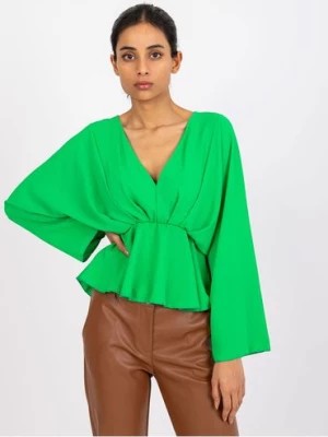 Zdjęcie produktu Elegancka bluzka damska z marszczeniami- zielona Italy Moda
