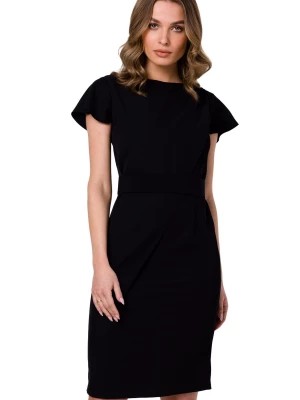 Zdjęcie produktu Elegancka ołówkowa sukienka z paskiem krótki rękaw czarna Stylove