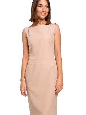 Zdjęcie produktu Elegancka sukienka ołówkowa midi dopasowana bez rękawów beżowa Stylove