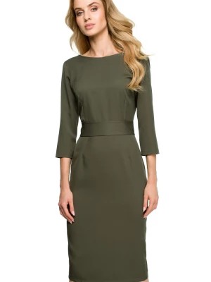 Zdjęcie produktu Elegancka sukienka ołówkowa midi z dekoltem V na plecach zielona Sukienki.shop