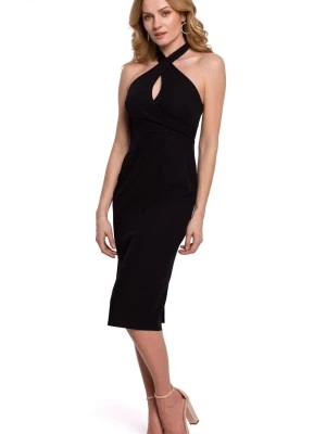 Zdjęcie produktu Elegancka sukienka ołówkowa tuba midi bez pleców czarna Sukienki.shop