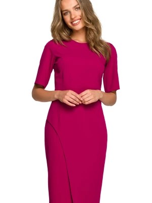 Zdjęcie produktu Elegancka sukienka ołówkowa z dołem na zakładkę klasyczna fioletowa Stylove