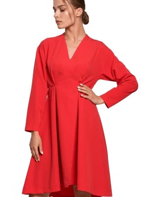 Zdjęcie produktu Elegancka sukienka rozkloszowana z dekoltem V czerwona Stylove