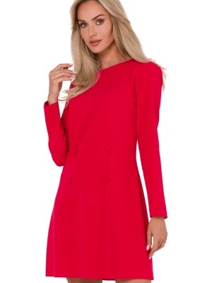 Zdjęcie produktu Elegancka sukienka trapezowa dwurzędowa czerwona Polski Producent