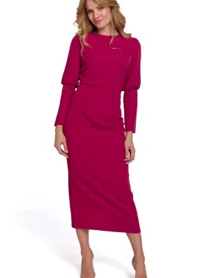 Zdjęcie produktu Elegancka sukienka z odkrytymi plecami fioletowa długa z rozcięciem Sukienki.shop