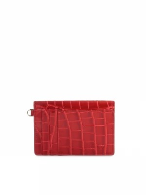 Zdjęcie produktu Elegancki czerwony portfel na karty z kroko wzorem Kazar