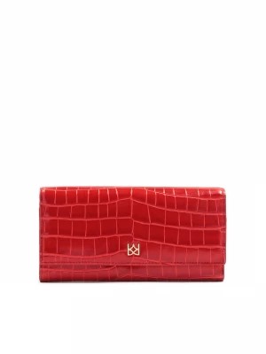 Zdjęcie produktu Elegancki portfel z czerwonej tłoczonej skóry Kazar
