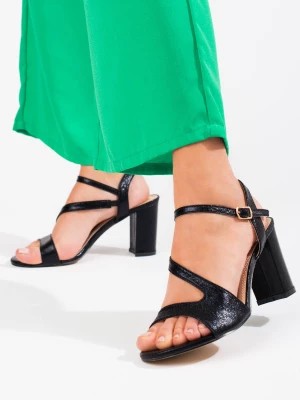 Zdjęcie produktu Eleganckie sandały damskie na słupku Shelovet czarne Merg