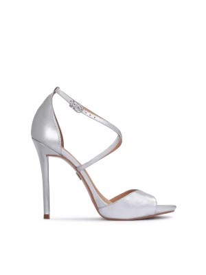 Zdjęcie produktu Eleganckie srebrne sandały na wysokiej szpilce Kazar