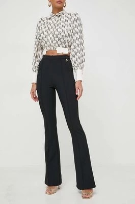 Zdjęcie produktu Elisabetta Franchi spodnie damskie kolor czarny dzwony high waist PA02641E2