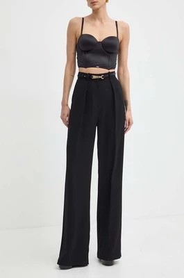Zdjęcie produktu Elisabetta Franchi spodnie damskie kolor czarny szerokie high waist PA04642E2