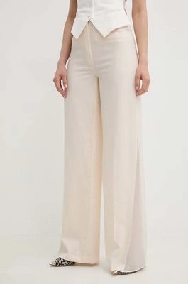 Zdjęcie produktu Elisabetta Franchi spodnie wełniane kolor beżowy szerokie high waist PA03742E2