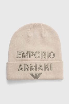 Zdjęcie produktu Emporio Armani czapka z domieszką wełny dziecięca kolor beżowy