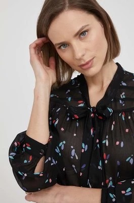 Zdjęcie produktu Emporio Armani koszula damska kolor czarny regular z wiązanym dekoltem