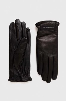 Zdjęcie produktu Emporio Armani rękawiczki skórzane damskie kolor czarny