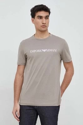 Zdjęcie produktu Emporio Armani t-shirt bawełniany kolor beżowy z nadrukiem 8N1TN5 1JPZZ