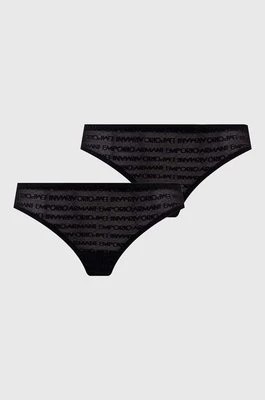Zdjęcie produktu Emporio Armani Underwear stringi 2-pack kolor czarny transparentne