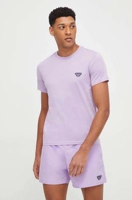 Zdjęcie produktu Emporio Armani Underwear t-shirt bawełniany męski kolor fioletowy gładki