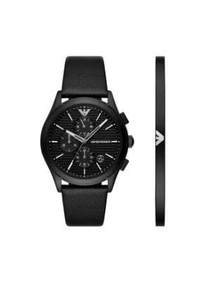Zdjęcie produktu Emporio Armani Zestaw zegarek i bransoletka Paolo Gift Set AR80070SET Czarny