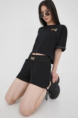 Zdjęcie produktu Everlast szorty bawełniane damskie kolor czarny gładkie high waist
