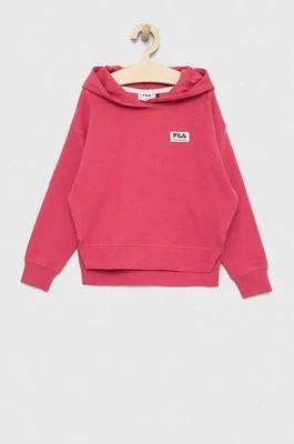 Zdjęcie produktu Fila bluza bawełniana dziecięca kolor różowy z kapturem gładka