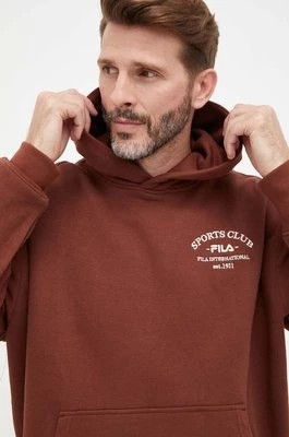 Zdjęcie produktu Fila bluza męska kolor brązowy z kapturem gładka
