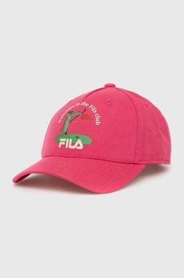 Zdjęcie produktu Fila czapka z daszkiem bawełniana dziecięca kolor różowy z nadrukiem