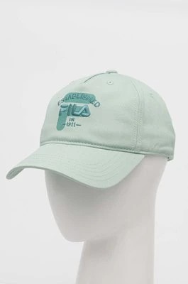 Zdjęcie produktu Fila czapka z daszkiem bawełniana kolor turkusowy z aplikacją