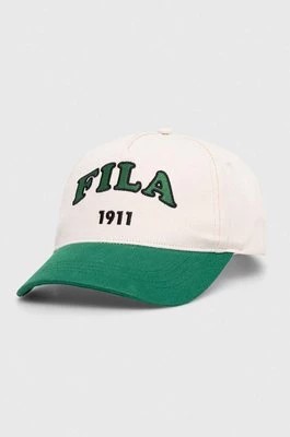 Zdjęcie produktu Fila czapka z daszkiem bawełniana kolor zielony z aplikacją