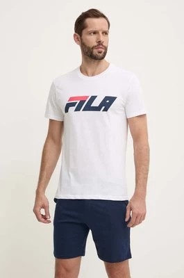 Zdjęcie produktu Fila piżama bawełniana kolor biały z nadrukiem FPS1189