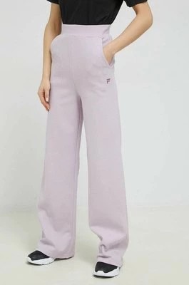 Zdjęcie produktu Fila spodnie dresowe bawełniane kolor fioletowy gładkie