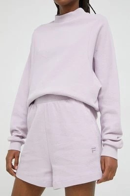 Zdjęcie produktu Fila szorty bawełniane kolor fioletowy gładkie high waist