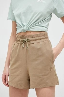 Zdjęcie produktu Fila szorty damskie kolor brązowy gładkie high waist