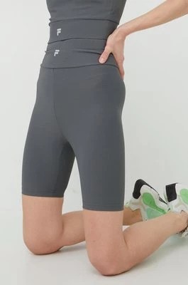 Zdjęcie produktu Fila szorty treningowe Cassino damskie kolor szary gładkie high waist