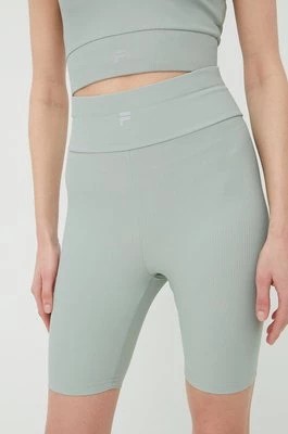 Zdjęcie produktu Fila szorty treningowe Cassino damskie kolor zielony gładkie high waist