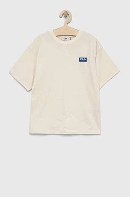 Zdjęcie produktu Fila t-shirt bawełniany dziecięcy kolor beżowy z aplikacją