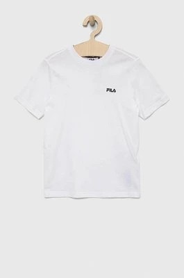Zdjęcie produktu Fila t-shirt bawełniany dziecięcy kolor biały z nadrukiem