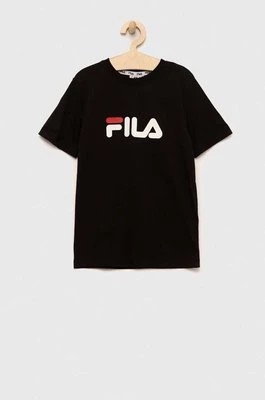 Zdjęcie produktu Fila t-shirt bawełniany dziecięcy kolor czarny z nadrukiem