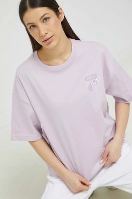 Zdjęcie produktu Fila t-shirt bawełniany kolor fioletowy